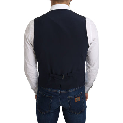 Dolce & Gabbana Blue Viscose Stretch Formal Coat Vest Dolce & Gabbana