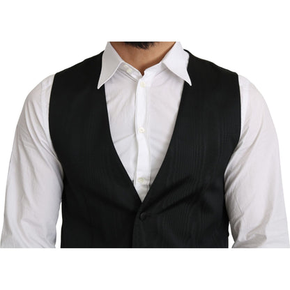 Dolce & Gabbana Gray 100% Silk Formal Coat Vest Dolce & Gabbana
