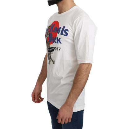 Dolce & Gabbana White Leopard Royal Top T-shirt Dolce & Gabbana