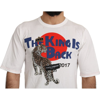 Dolce & Gabbana White Leopard Royal Top T-shirt Dolce & Gabbana