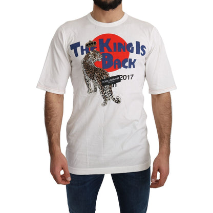 Dolce & Gabbana White Leopard Royal Top T-shirt Dolce & Gabbana