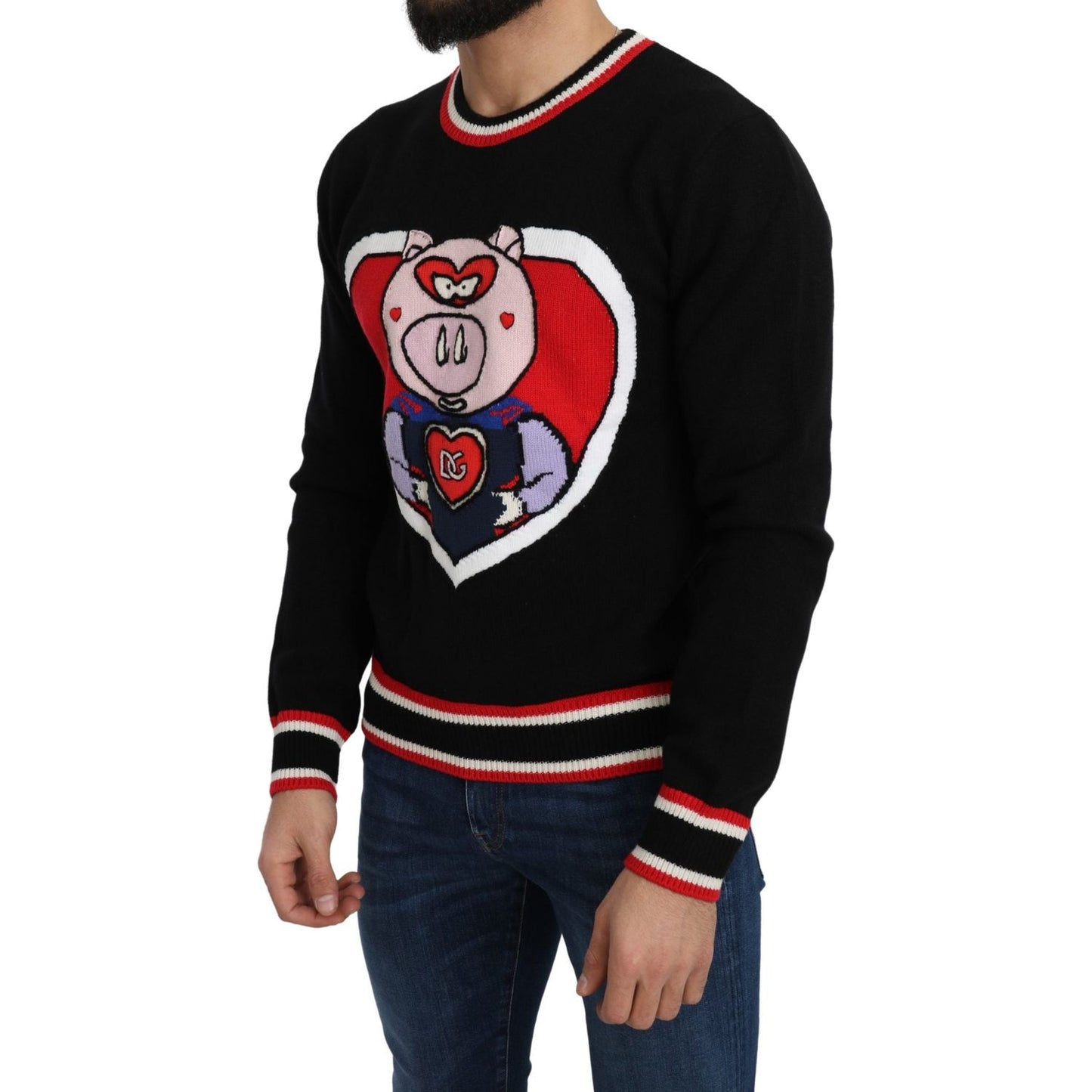 Dolce & Gabbana Black Cashmere Pig of the Year Pullover Sweater Dolce & Gabbana