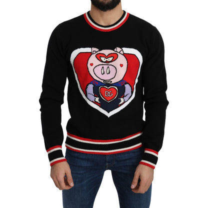 Dolce & Gabbana Black Cashmere Pig of the Year Pullover Sweater Dolce & Gabbana