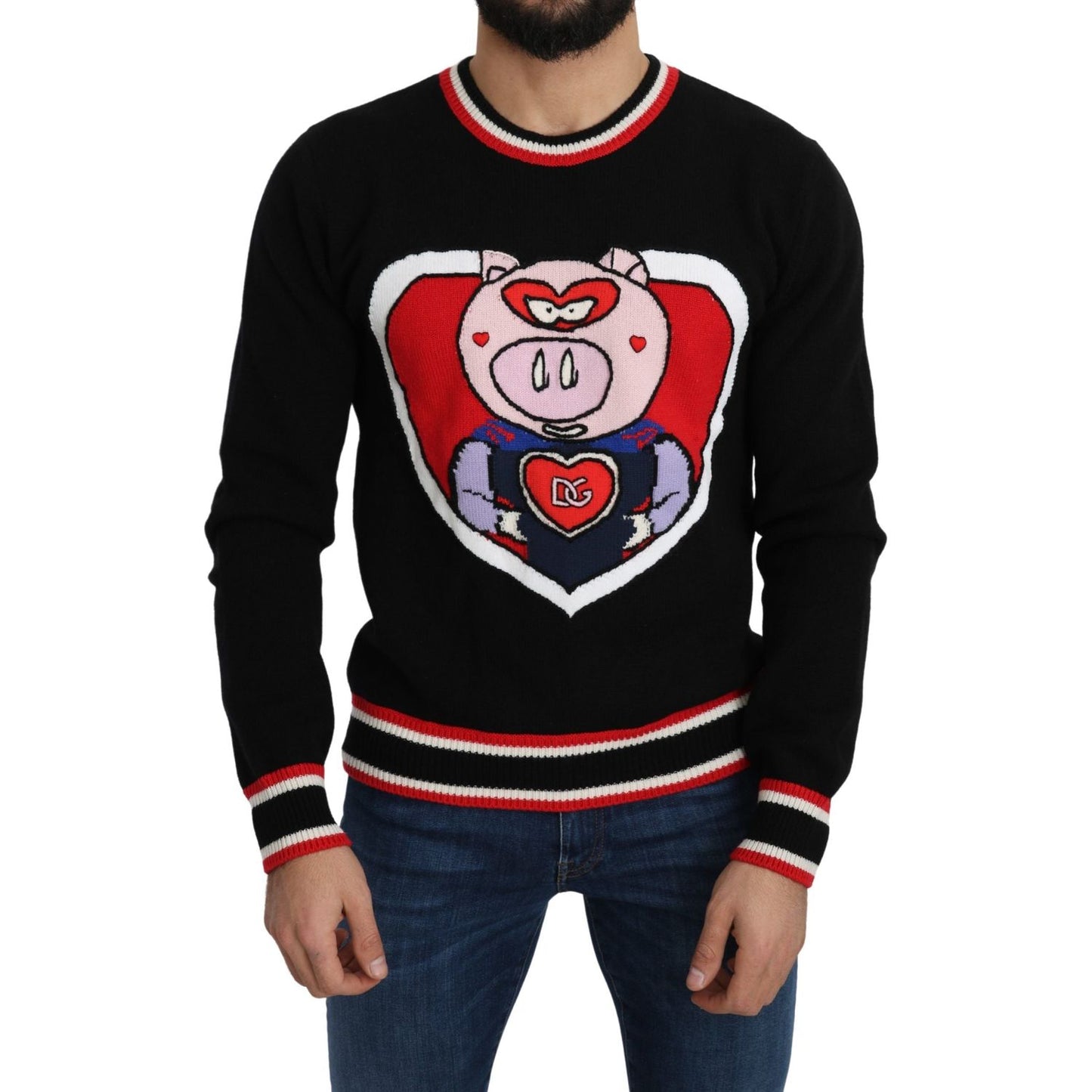 Dolce & Gabbana Elegant Black Cashmere Crew Neck Sweater Dolce & Gabbana