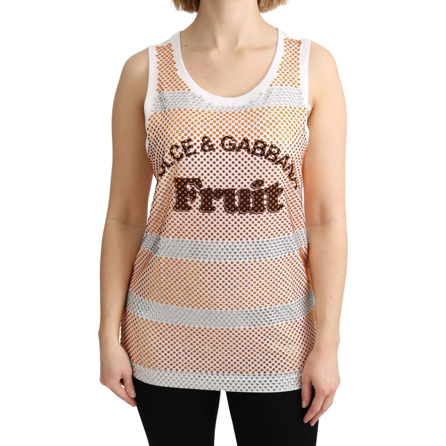 Dolce & Gabbana Crystal Embellished Sleeveless Cotton Top Dolce & Gabbana