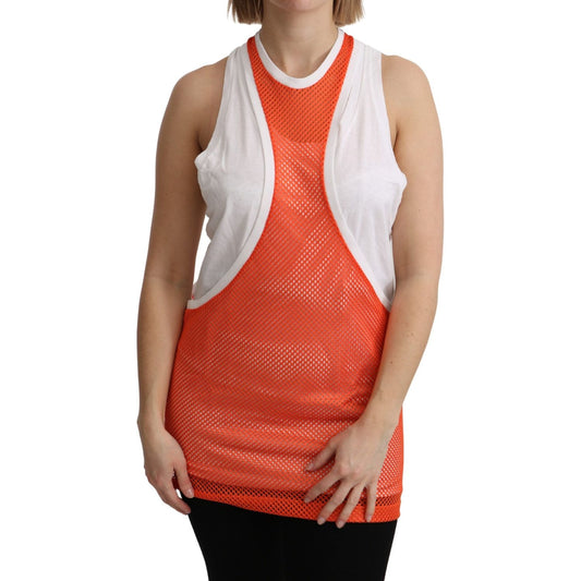 Dsquared² Orange White Crewneck Sleeveless Tank T-shirt Dress Top Dsquared²