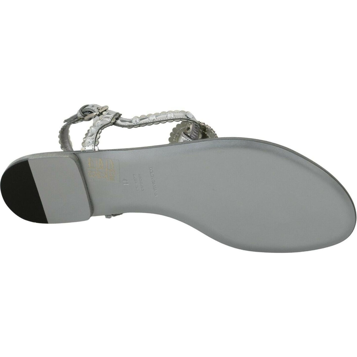 Dolce & Gabbana Silver Crystal Sandals Flip Flops Shoes