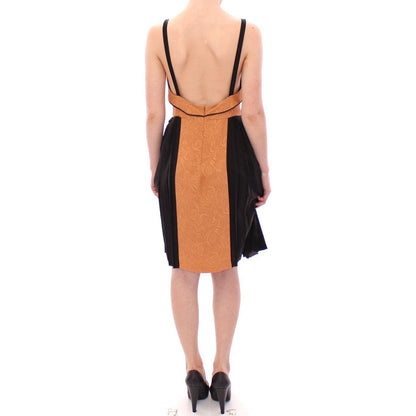 FILOS Black Bronze Silk Sleeveless Above Sheath Dress FILOS