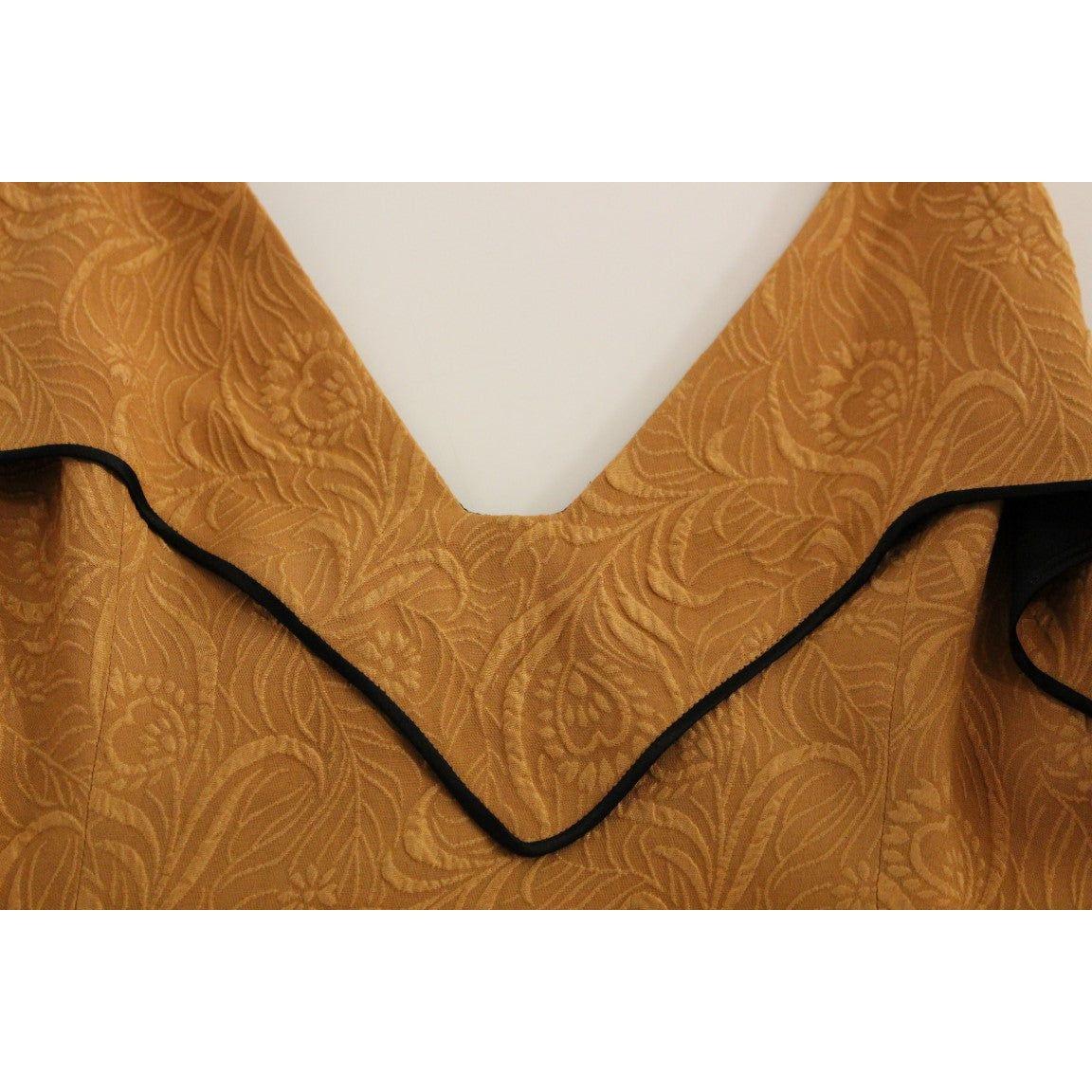 丝绸青铜色和黑色无袖紧身连衣裙