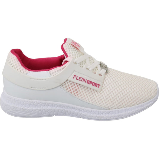 Philipp Plein White Pink Polyester Becky Sneakers Shoes Philipp Plein