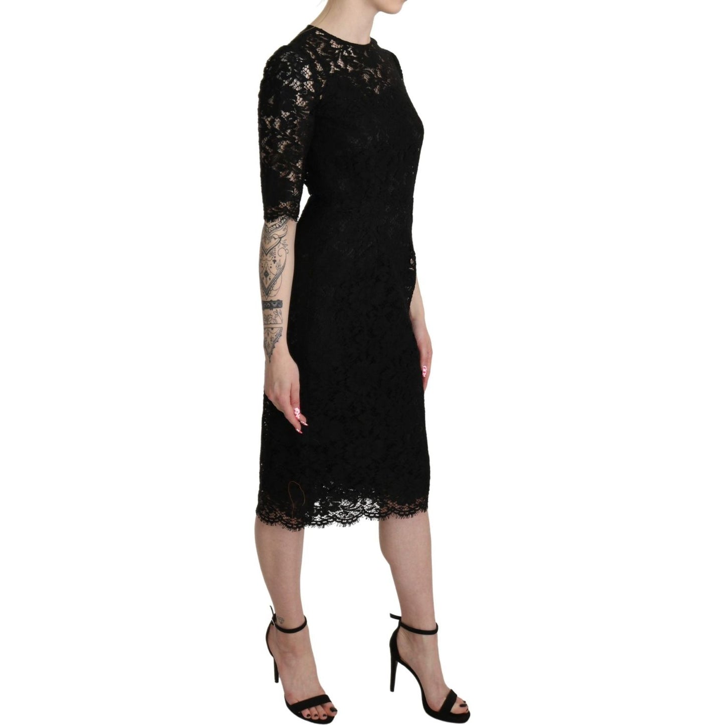 Dolce & Gabbana Elegant Black Lace Sheath Knee-Length Dress Dolce & Gabbana