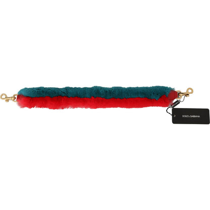 Dolce & Gabbana Red Blue Rabbit Fur Leather Shoulder Strap