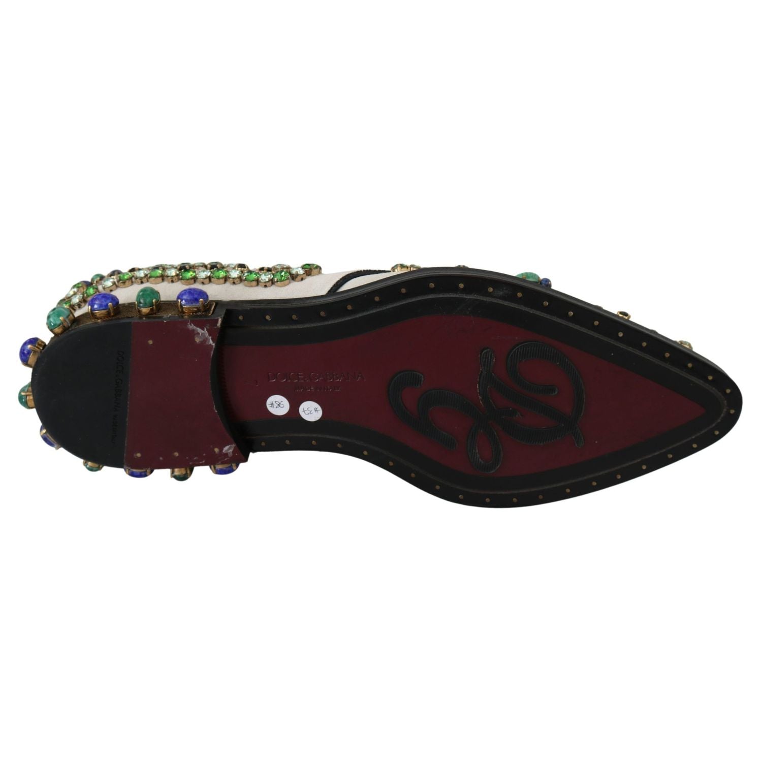 Dolce & Gabbana White Suede Crystal Dress Broque Shoes