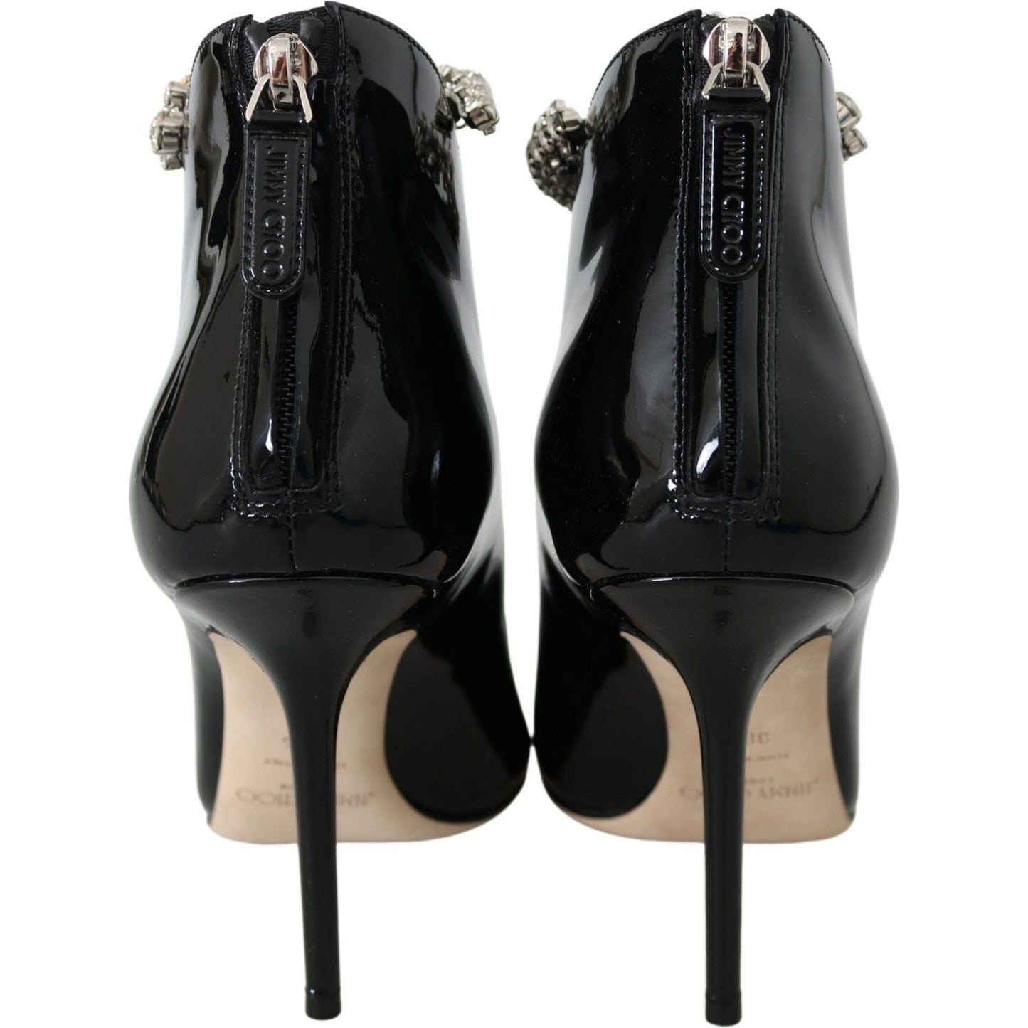 Jimmy Choo Black Leather Blaize 100 Pat Boots Shoes