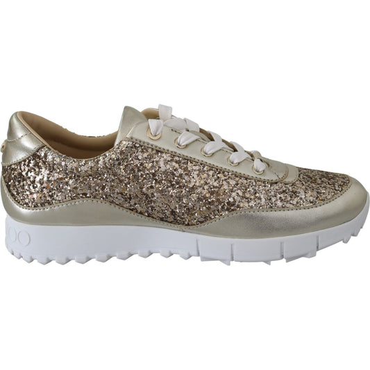 Jimmy Choo Gold Leather Antique Monza Sneakers Jimmy Choo