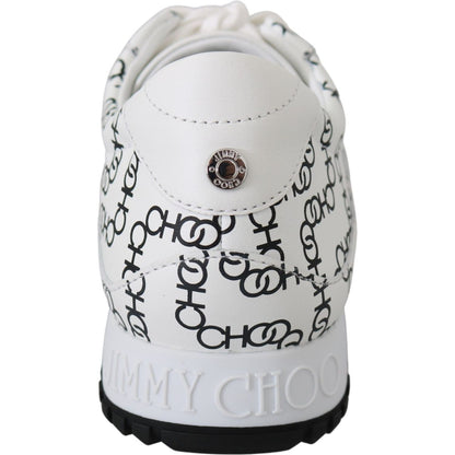 Jimmy Choo White and Black Leather Monza Sneakers