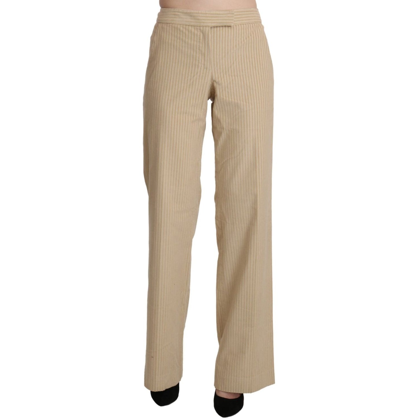 Ermanno Scervino Chic Beige High-Waist Wide Leg Pants Jeans & Pants Ermanno Scervino