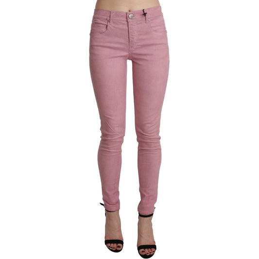 Acht Pink Mid Waist Skinny Stretch Denim Pant Acht