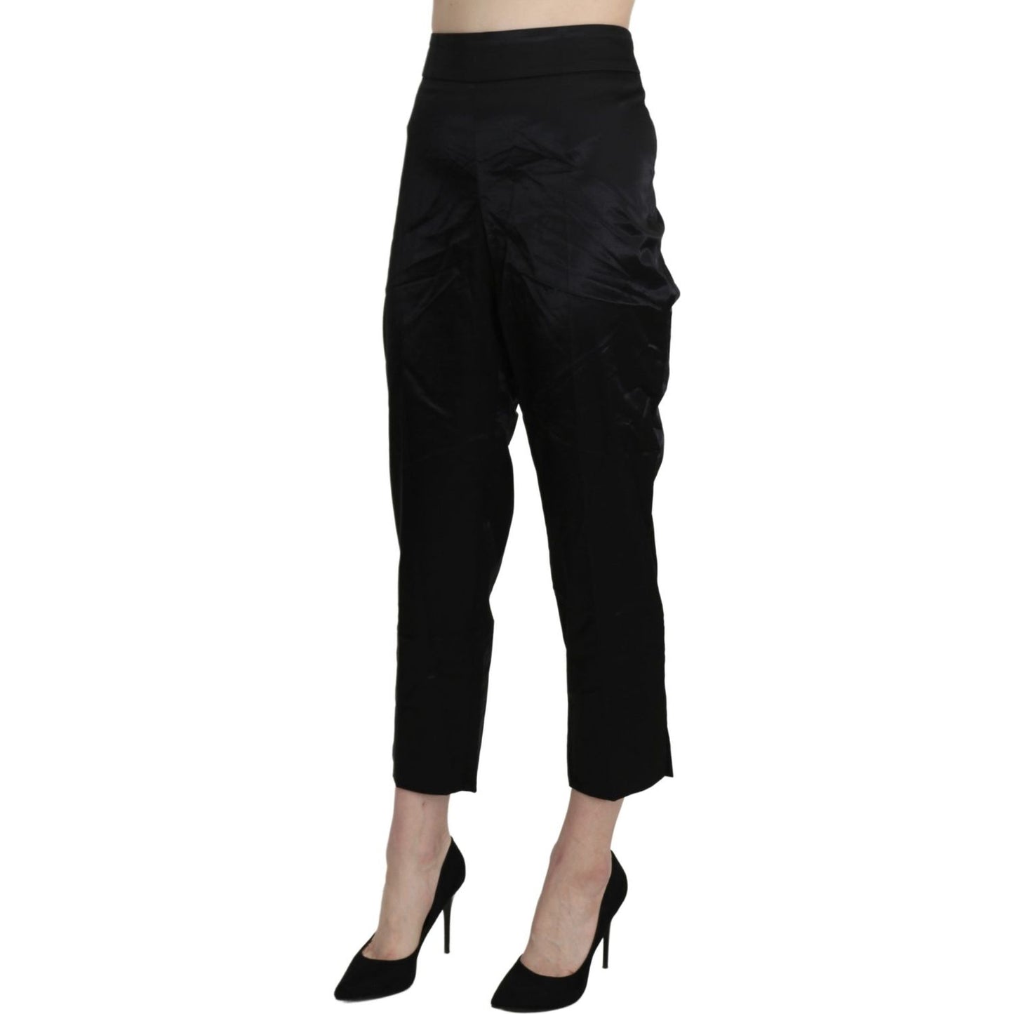 BENCIVENGA Black High Waist Straight Cropped Dress Trouser Pants BENCIVENGA
