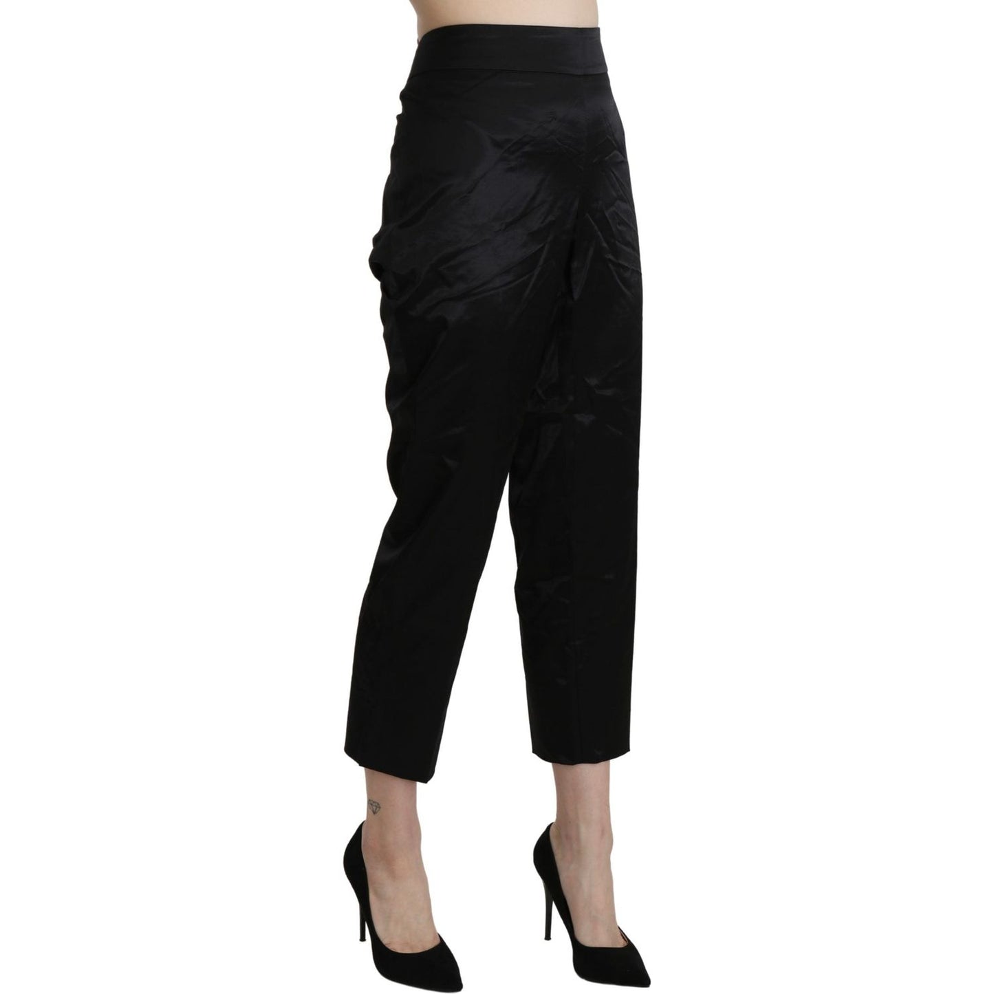 BENCIVENGA Black High Waist Straight Cropped Dress Trouser Pants BENCIVENGA