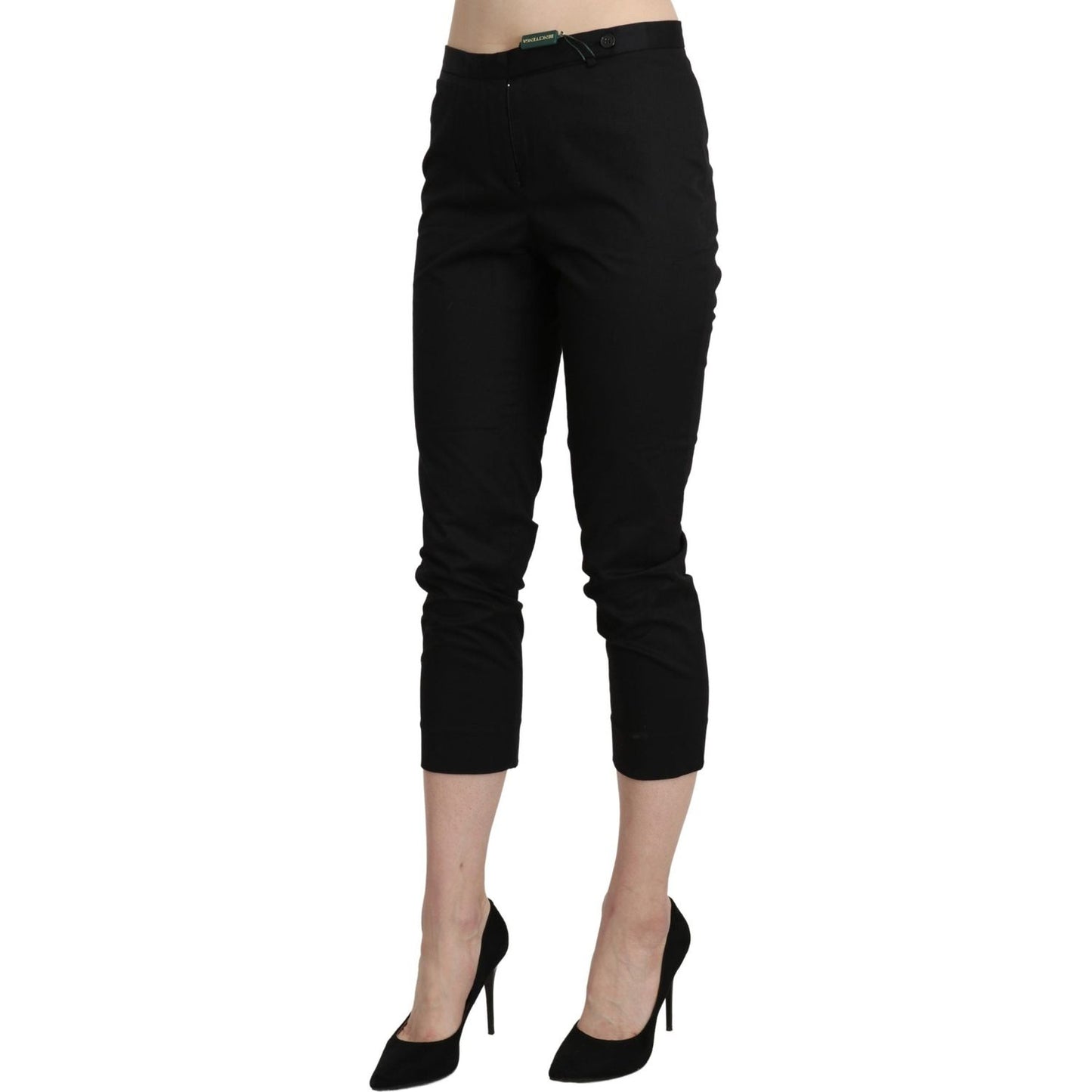 BENCIVENGA Black High Waist Skinny Cropped Dress Trouser Pants BENCIVENGA