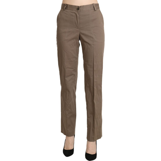 BENCIVENGA Elegant High Waist Straight Pants in Brown BENCIVENGA