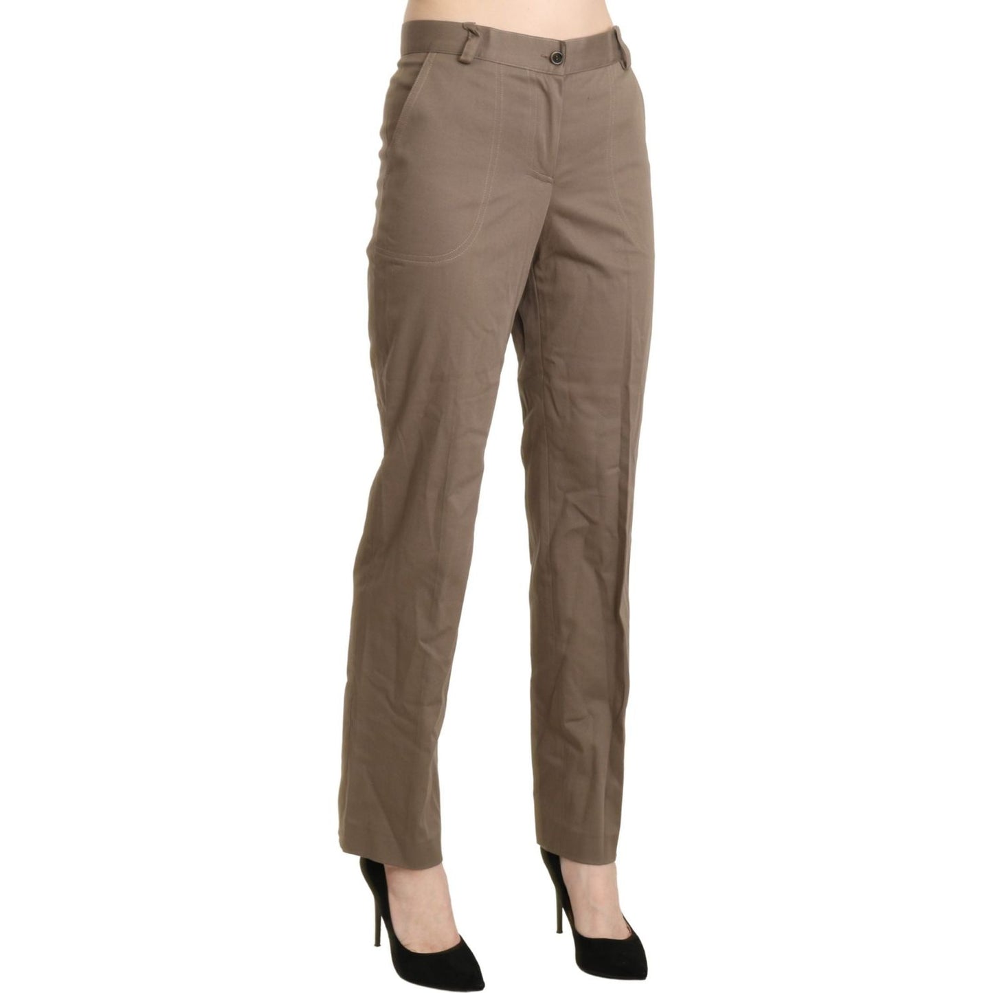 BENCIVENGA Elegant High Waist Straight Pants in Brown BENCIVENGA