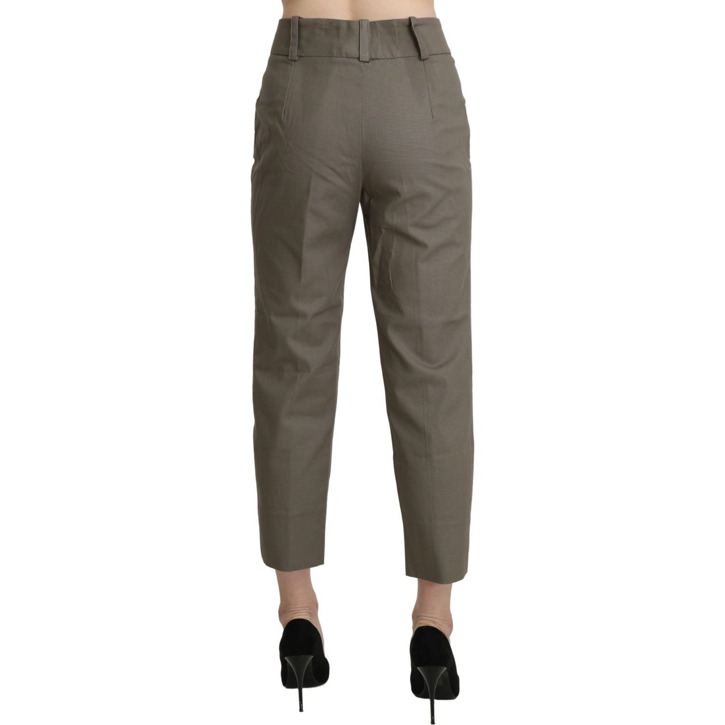 BENCIVENGA Elegant High Waist Cropped Pants in Gray BENCIVENGA