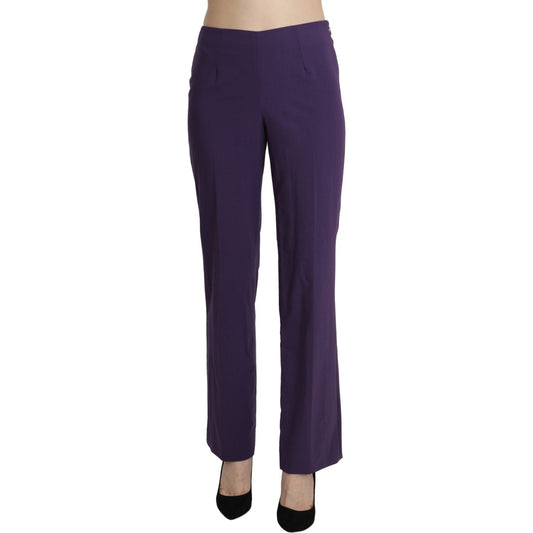 BENCIVENGA Purple High Waist Straight Dress Trouser Pants 1728,67345645728,BENCIVENGA,Clothing,Dress Pants - Pants - Clothing,IT42|M,Jeans & Pants - Women - Clothing,Material: Cotton,New with tags,Pants - Clothing,Violet,Women,Women - Clothing