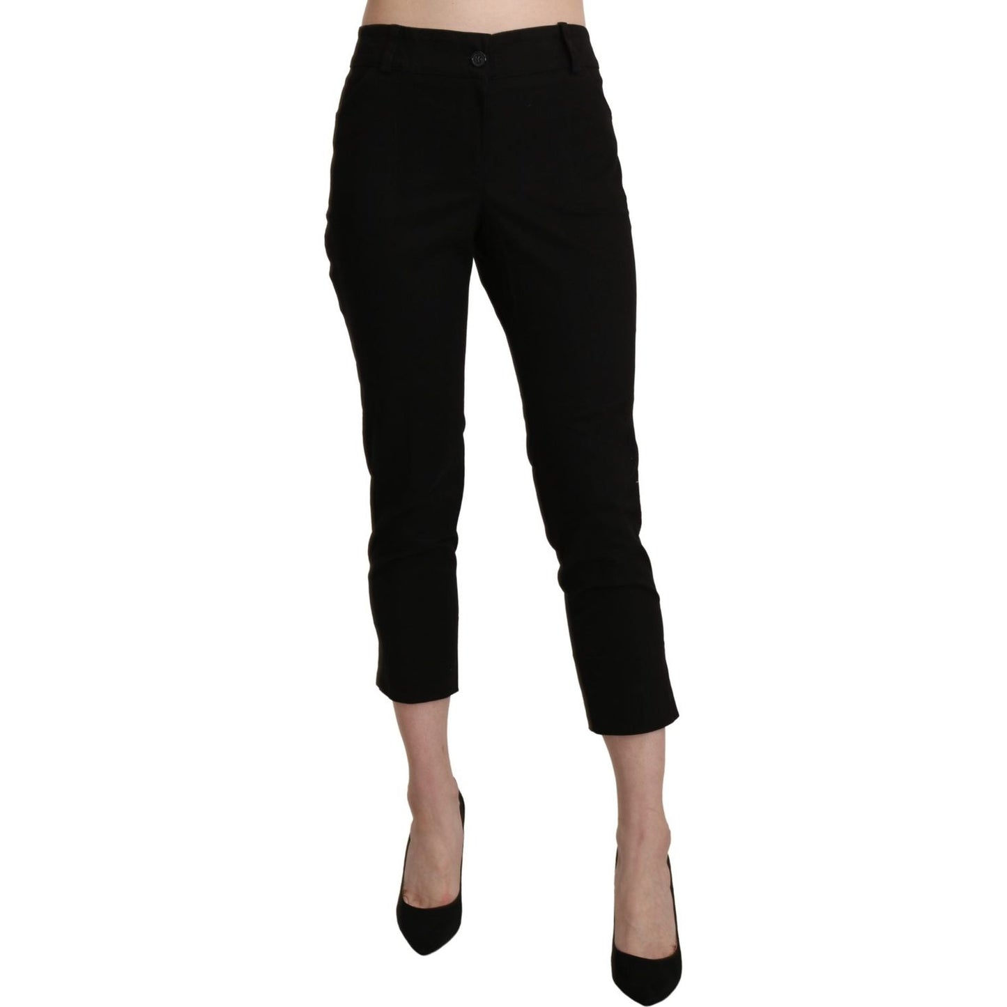 BENCIVENGA Black High Waist Skinny Cropped Dress Trouser Pants BENCIVENGA