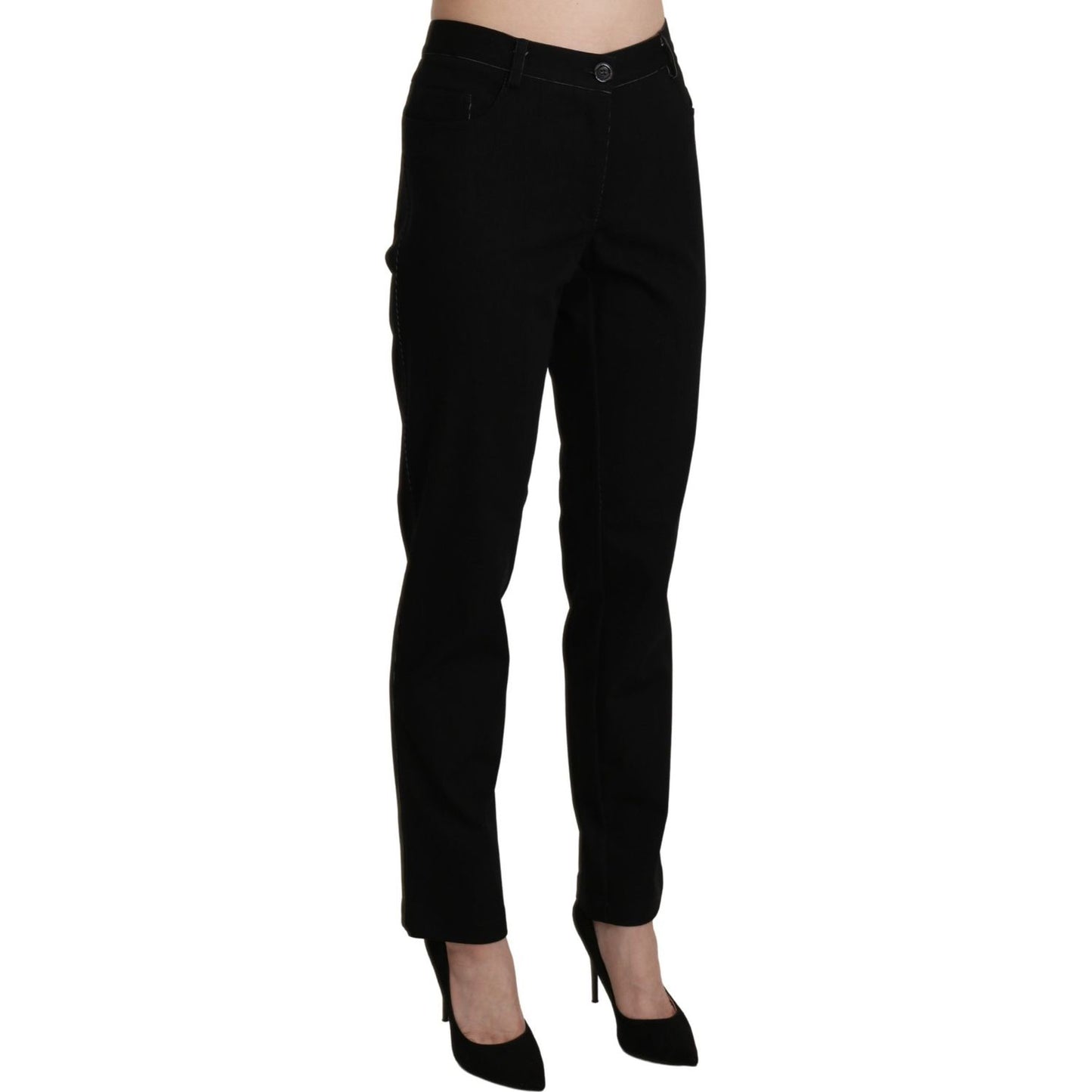 BENCIVENGA Elegant High Waist Straight Black Trousers Jeans & Pants BENCIVENGA