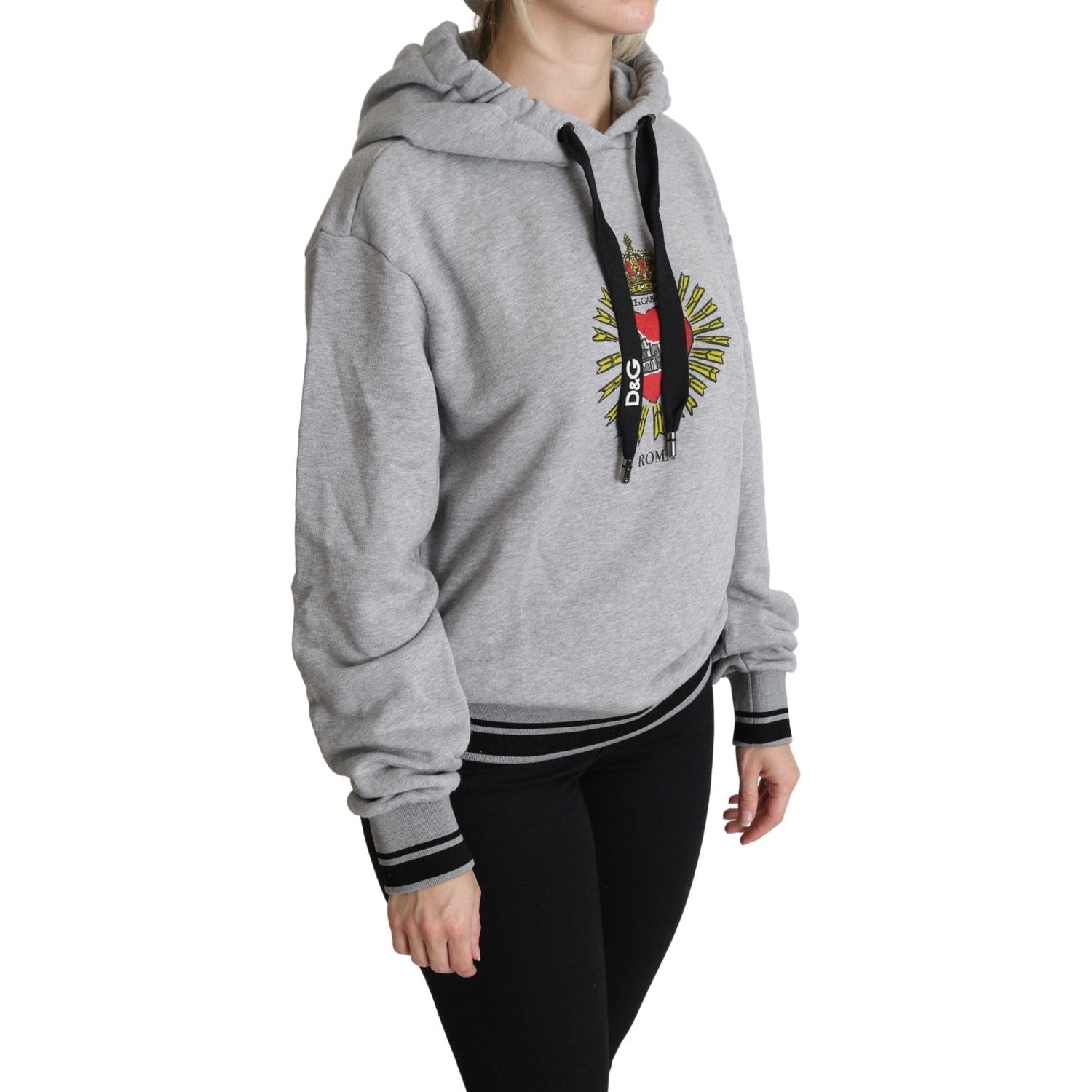 Dolce & Gabbana Gray Printed Hooded Exclusive Logo Sweater