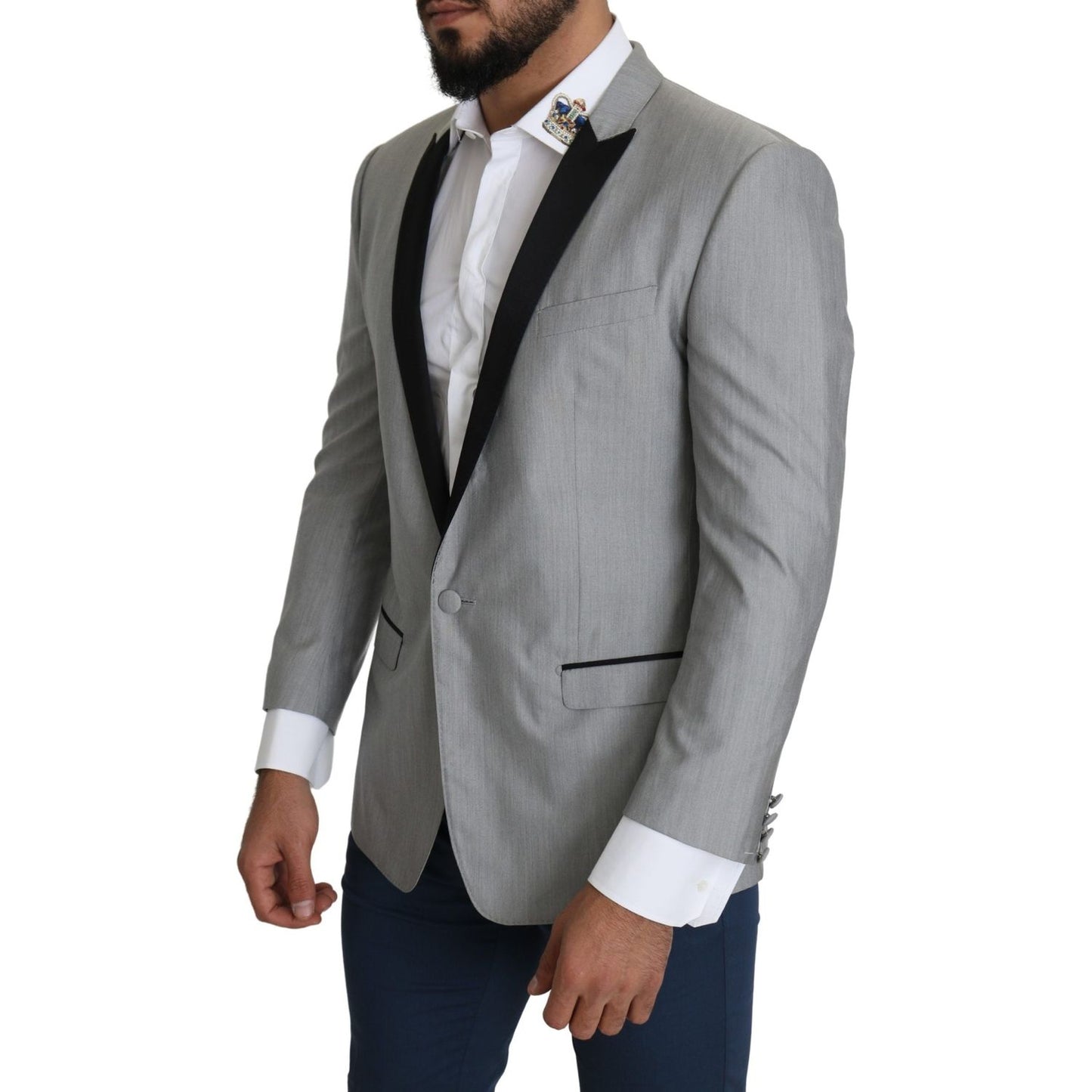 Dolce & Gabbana Light Gray Single Breasted SARTORIA Blazer Dolce & Gabbana