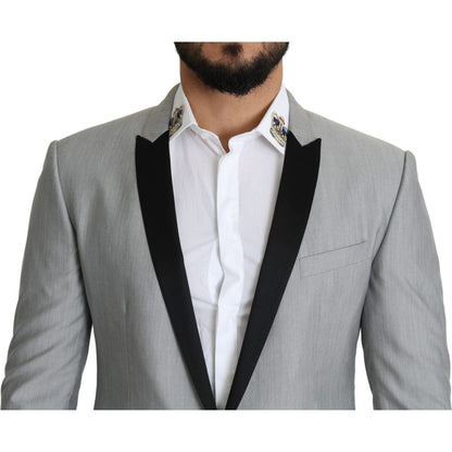 Dolce & Gabbana Light Gray Single Breasted SARTORIA Blazer Dolce & Gabbana