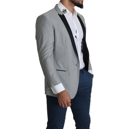 Dolce & Gabbana Light Gray Single Breasted SARTORIA Blazer Dolce & Gabbana