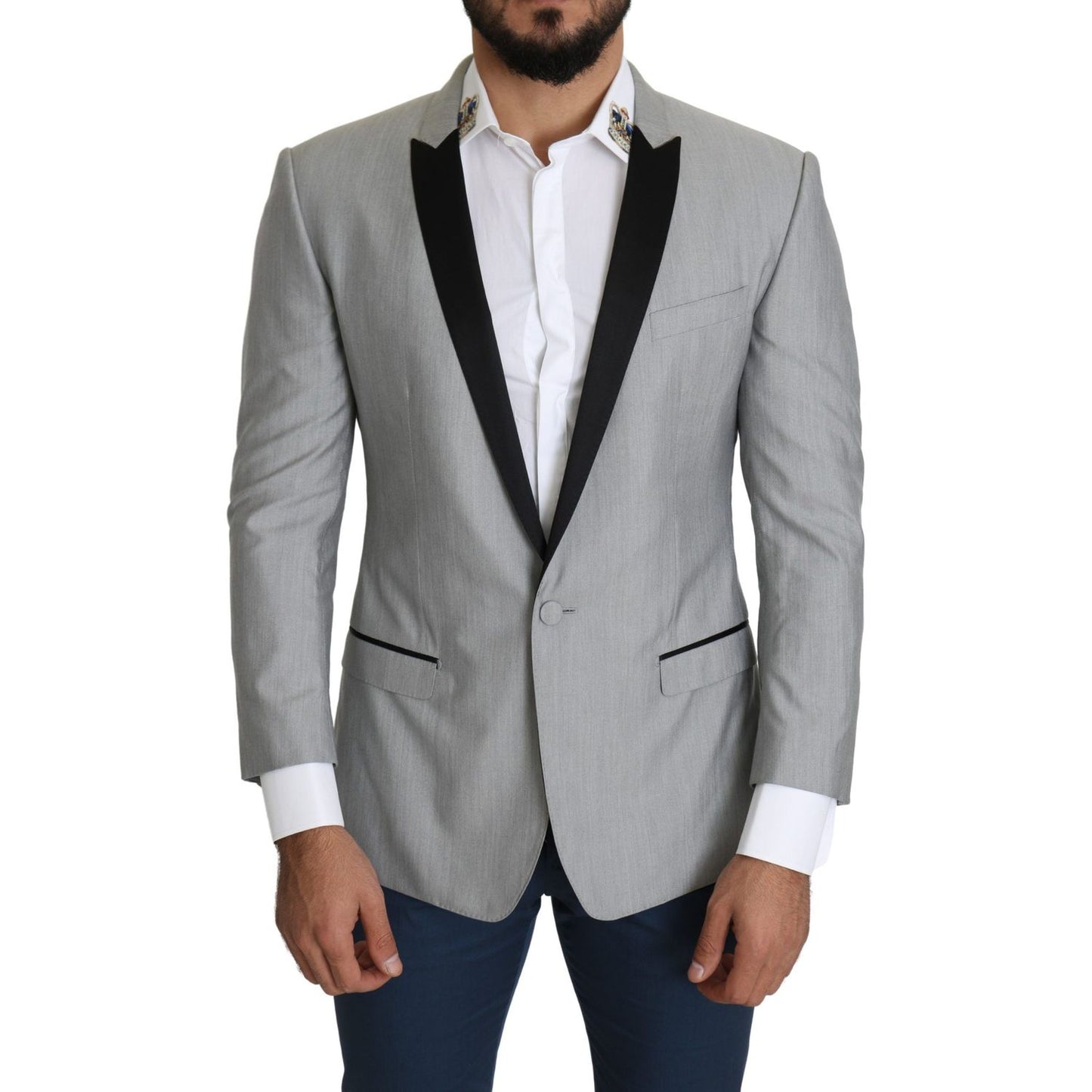 Dolce & Gabbana Light Gray Single Breasted SARTORIA Blazer Dolce & Gabbana