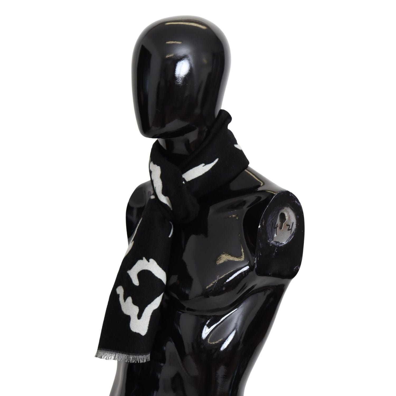 优雅男女通用黑白羊毛丝质围巾