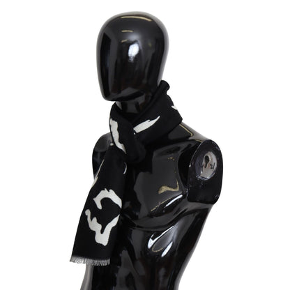 Givenchy Black White Wool Unisex Winter Warm Scarf Wrap Shawl Givenchy