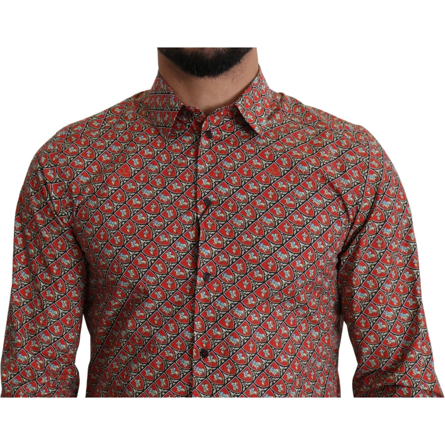 Dolce & Gabbana Red Printed Knight Formal Dress MARTINI Shirt Dolce & Gabbana