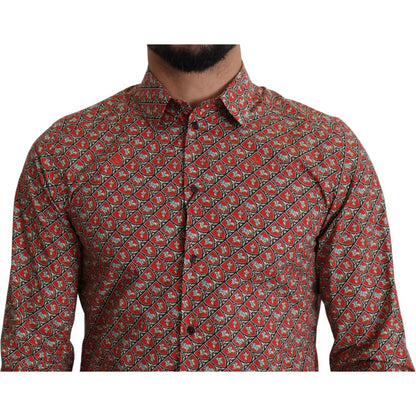Dolce & Gabbana Red Printed Knight Formal Dress MARTINI Shirt Dolce & Gabbana