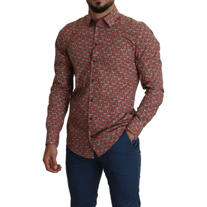 Dolce & Gabbana Red Printed Knight Formal Dress MARTINI Shirt Dolce & Gabbana