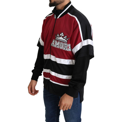 Dolce & Gabbana Red Black AMORE Sport Full Zipper Sweater Dolce & Gabbana