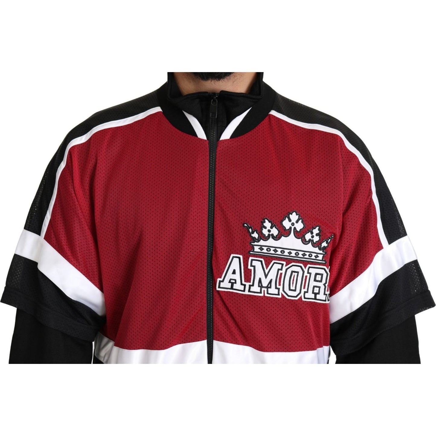 Dolce & Gabbana Red Black AMORE Sport Full Zipper Sweater Dolce & Gabbana