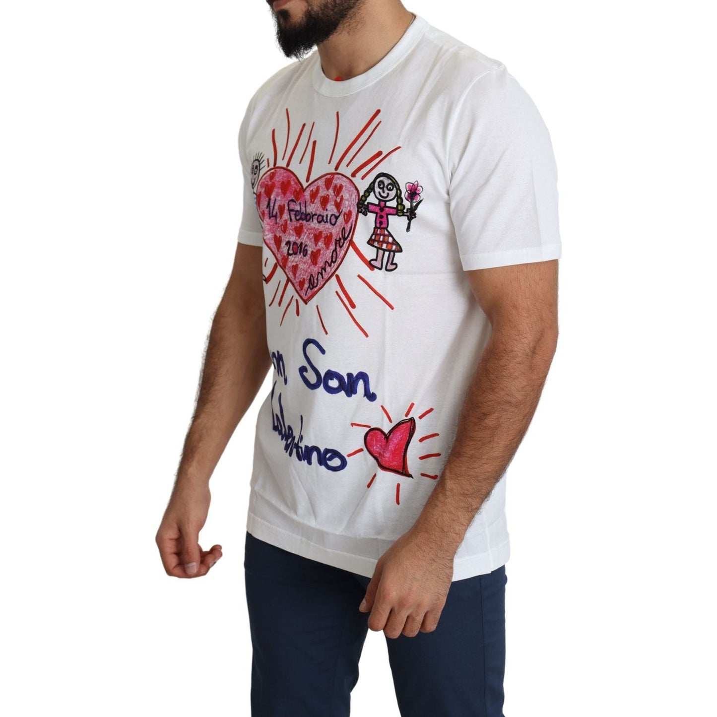 Dolce & Gabbana Romantic Heart Print Crew Neck Tee Dolce & Gabbana