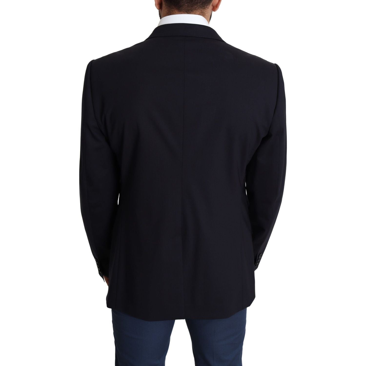 精致黑色羊毛弹力马提尼西装外套