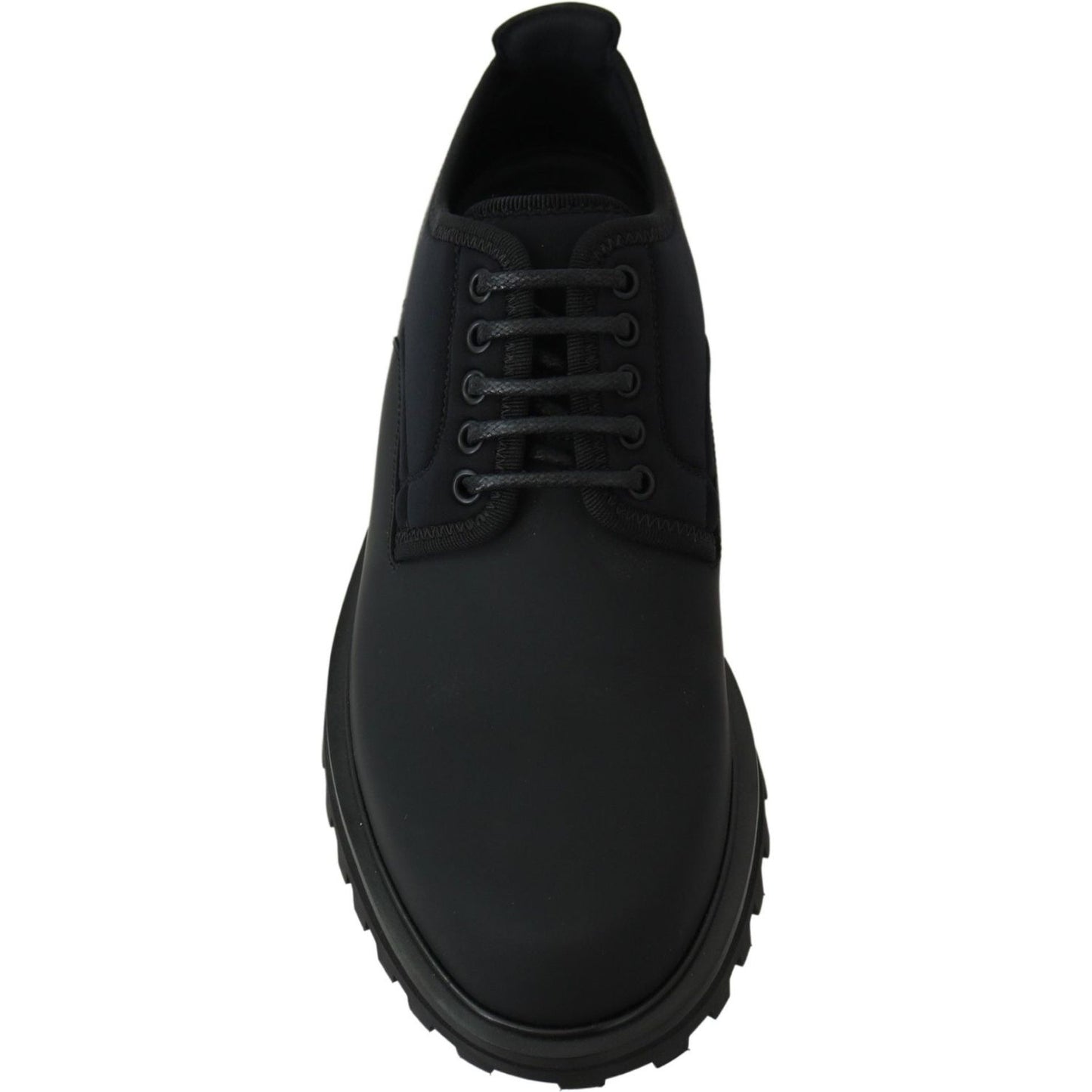 Dolce & Gabbana Black Rubberized Calfskin Chunky Derby Vulcano Shoes Dolce & Gabbana