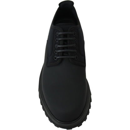 Dolce & Gabbana Black Rubberized Calfskin Chunky Derby Vulcano Shoes Dolce & Gabbana