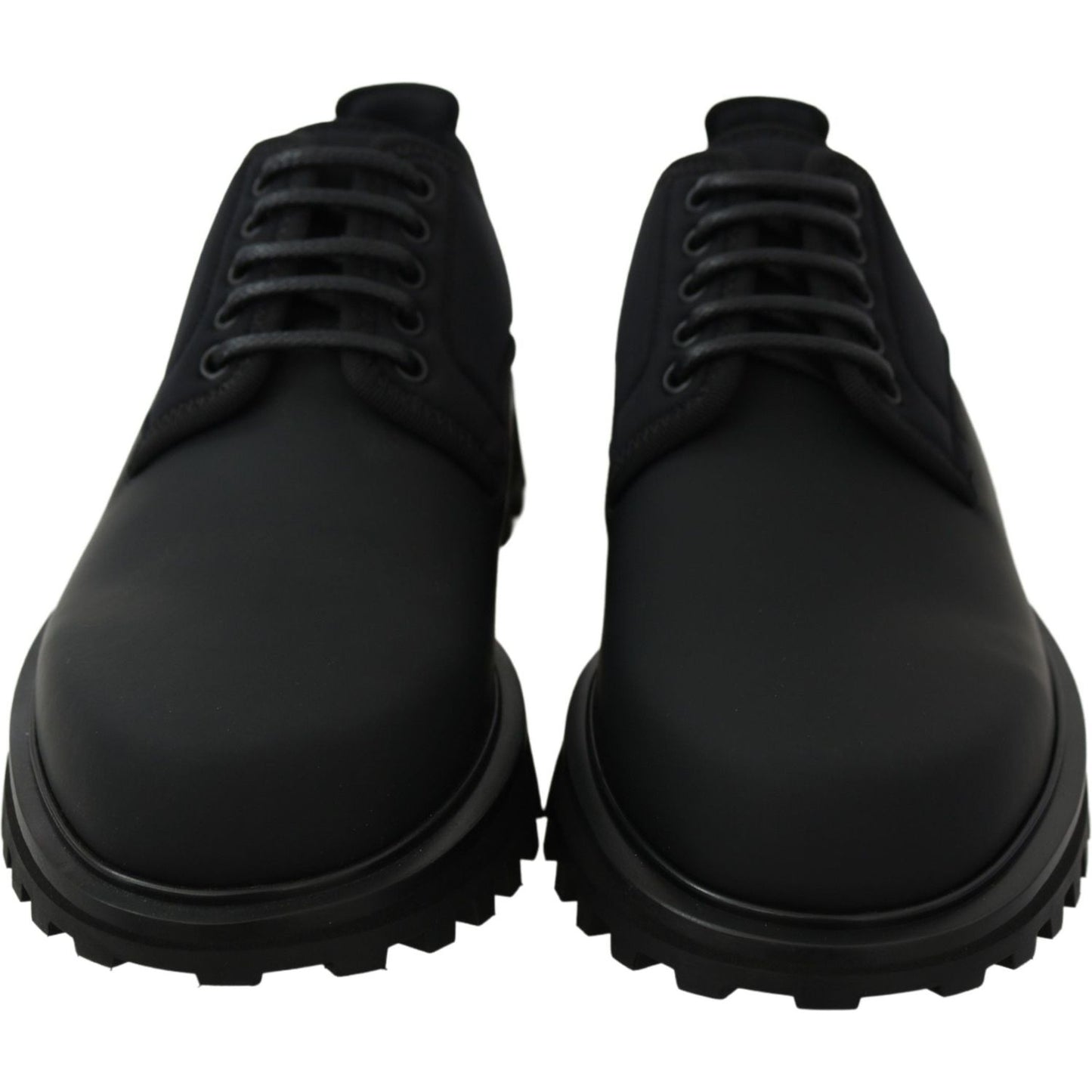 Dolce & Gabbana Black Rubberized Calfskin Chunky Derby Vulcano Shoes Dolce & Gabbana