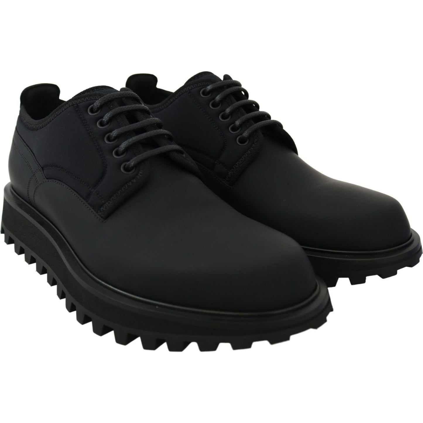 Dolce & Gabbana Black Rubberized Calfskin Chunky Derby Vulcano Shoes Dolce & Gabbana
