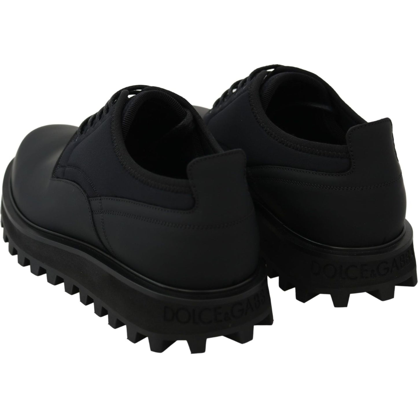 Dolce & Gabbana Black Rubberized Calfskin Chunky Derby Vulcano Shoes Dolce & Gabbana